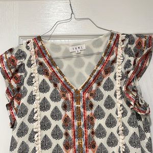 V neck tunic or short dress with embroidered detailed